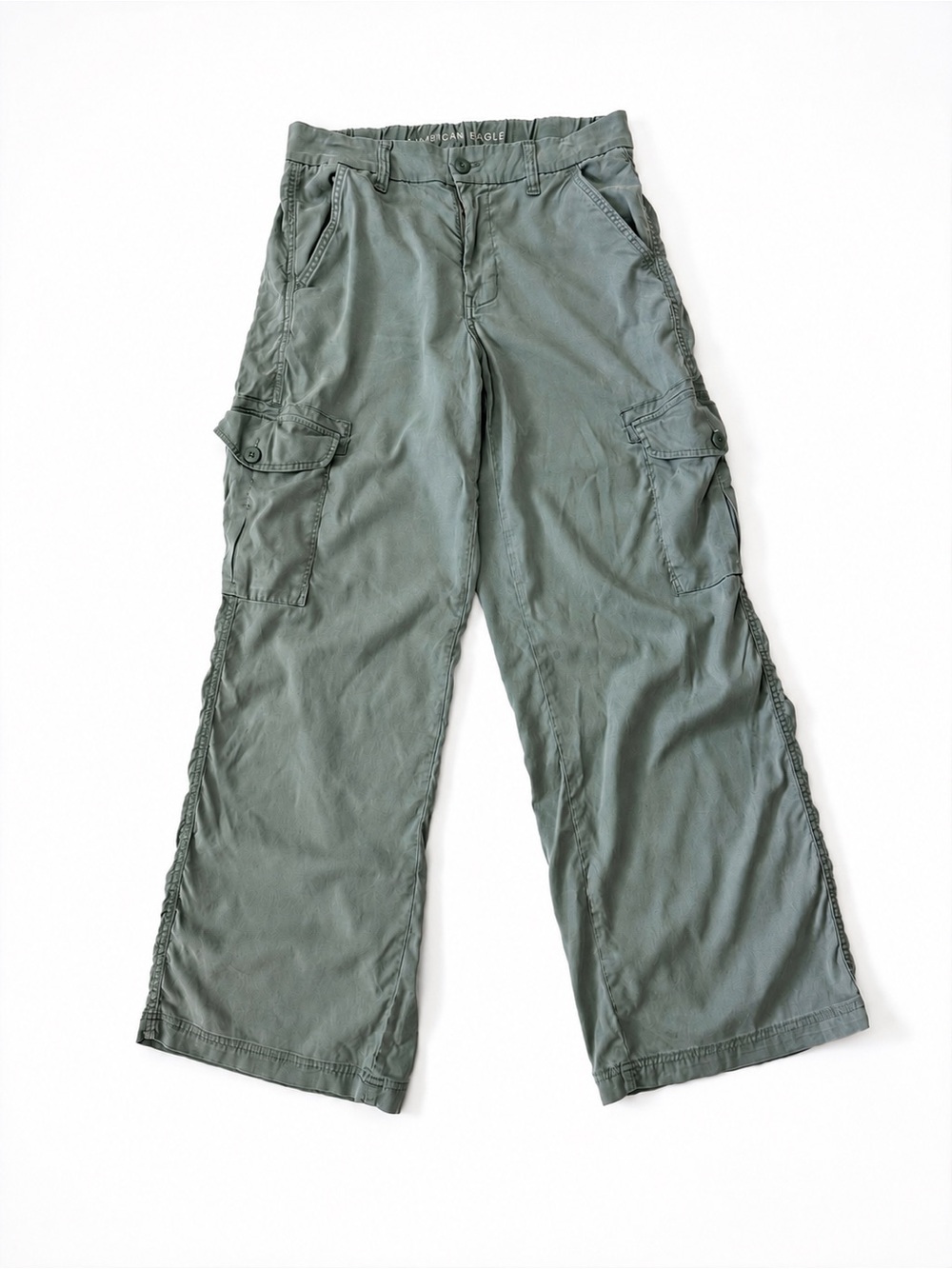 "Dreamy Drape" Cargo Wide-Leg Pants in Olive Green Size 2R